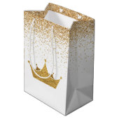 White en Gold Crown Gift Bag Medium Cadeauzakje (Achterkant Gekanteld)