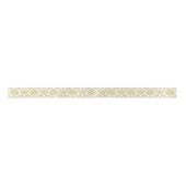 White en Gold Damask Pattern Ribbon Satijnen Lint (Voorkant)
