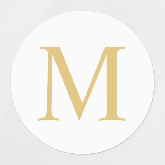White en Gold Elegant Monogram Classic Round Stic Labels (Design 2)