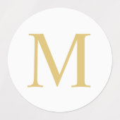 White en Gold Elegant Monogram Classic Round Stic Labels (Design 1)