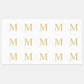 White en Gold Elegant Monogram Classic Round Stic Labels (Vel)