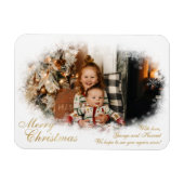 White en Gold Elegant Snowy-fotokerstkaart Magneet (Horizontaal)