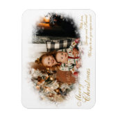 White en Gold Elegant Snowy-fotokerstkaart Magneet (Verticaal)