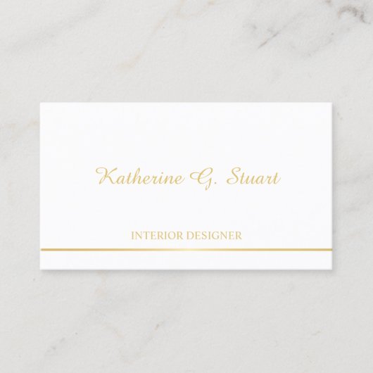 White en Gold Elegant Visitekaartje (Voorkant)