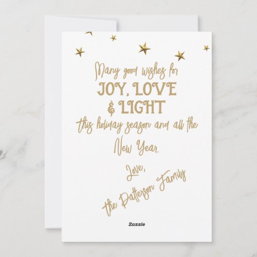 White en Gold Family Custom 1 Fotokerstmis Feestdagenkaart (Achterkant)