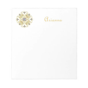 White en Gold Faux Diamond Notitieblok