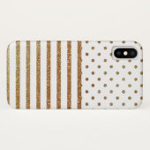 White en Gold Faux Glitter iPhone X Hoesje (Achterkant (horizontaal))