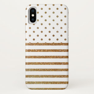 White en Gold Faux Glitter iPhone X Hoesje