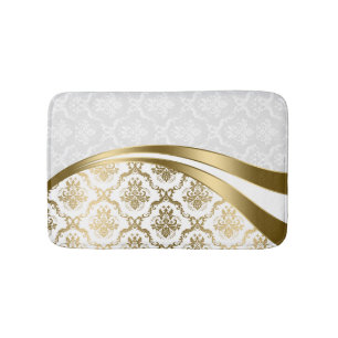 White en Gold Floral Damaskers 2 Badmat