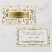 White en Gold Floral Damaskers 2 Visitekaartje (Voorkant / Achterkant)