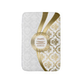 White en Gold Floral Damaskers Badmat (Voorkant Verticaal)