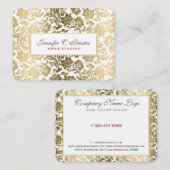 White en Gold Floral Damaskers Visitekaartje (Voorkant / Achterkant)