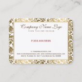 White en Gold Floral Damaskers Visitekaartje (Achterkant)