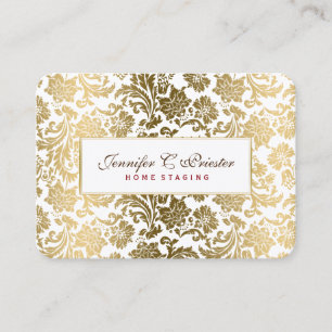 White en Gold Floral Damaskers Visitekaartje