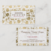 White en Gold Floral Damaskers Visitekaartje (Voorkant / Achterkant)