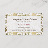 White en Gold Floral Damaskers Visitekaartje (Achterkant)