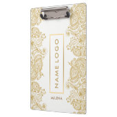 White en Gold Floral Paisley Lace Klembord (Links)