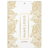 White en Gold Floral Paisley Lace Klembord (Achterkant)