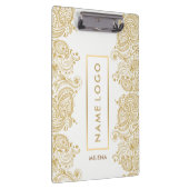 White en Gold Floral Paisley Lace Klembord (Rechts)