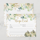 White en Gold Floral Pumpkin Recipcard Kaart (Voorkant / Achterkant)