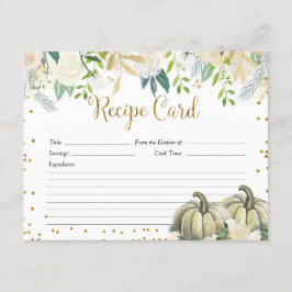White en Gold Floral Pumpkin Recipcard Kaart