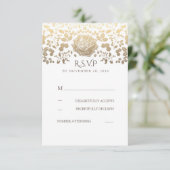 White en Gold Floral Vintage Wedding RSVP (Staand voorkant)
