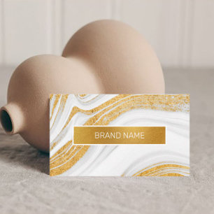 White en Gold Foil - Abstracte aangepaste Logo Visitekaartje