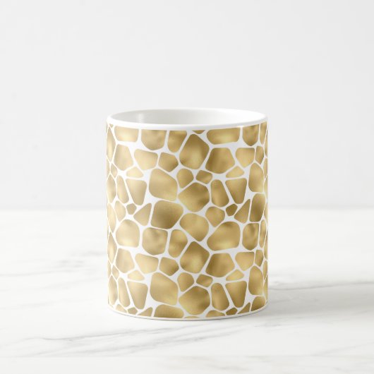 White en Gold Giraffe Print Koffiemok (Center)