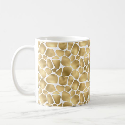 White en Gold Giraffe Print Koffiemok (Links)