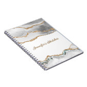 White en Gold Glitter Agate Girly op persoonlijke  Notitieboek (Rechterzijde)