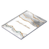 White en Gold Glitter Agate Girly op persoonlijke  Notitieboek (Linkerzijde)