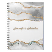 White en Gold Glitter Agate Girly op persoonlijke  Notitieboek (Voorkant)