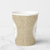 White en Gold Glitter Hebrew Shabbat Shalom Papieren Bekers (Rechts)