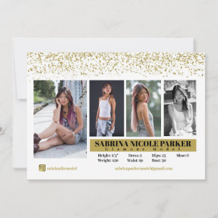 White en Gold Glitter Photo Comp Card Kaart