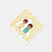 White en Gold Hebrew Passover Moroccan Mimouna Servet (Hoek)