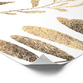 White en Gold Leaves Laurel Wedding Welkom Poster (Hoek)