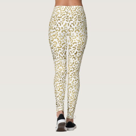 White en Gold Leopard Print Leggings (Achterkant)
