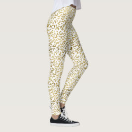 White en Gold Leopard Print Leggings