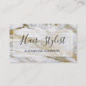 White en Gold Marble Trendy Hair Stylist Visitekaartje (Voorkant)