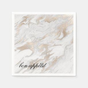 White en Gold Marked Paper Napkins Servet