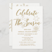 White en Gold Modern Party Kaart (Voorkant / Achterkant)