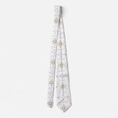 White en Gold Nordic Pattern Stropdas (Achterkant)