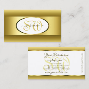 White en Gold Ombre Initialen Golden Oval Decor Visitekaartje
