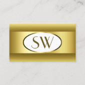 White en Gold Ombre Monogram Golden Oval Decor Visitekaartje (Voorkant)