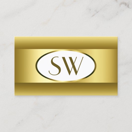 White en Gold Ombre Monogram Golden Oval Decor Visitekaartje (Voorkant)