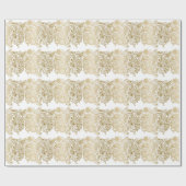 White en Gold Paisley Stripes Pattern Cadeaupapier (Vlak)