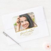 White en Gold Photo Afstuderen Afstuderen Vierkante Sticker (Envelop)