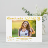 White en Gold Photo Afstuderen Invitation Kaart (Staand Voorkant)