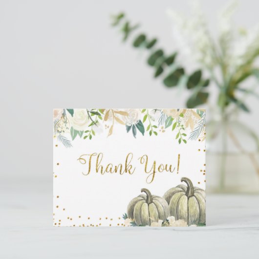 White en Gold Pumpkin - Hartelijk dank Kaart (Staand voorkant)