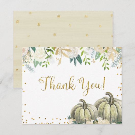 White en Gold Pumpkin - Hartelijk dank Kaart (Voorkant / Achterkant)